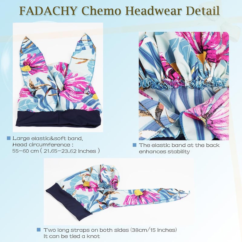 FADACHY Chemo Headwear for Women,Chemo Caps Lightweight for Summer with Head Scarf,Silky Soft Hair Turbans Fashion - Image 2